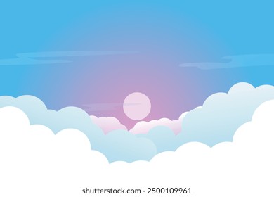 Ilustración de un cielo claro Tonos rosados Nubes solares Gradiente Luz Clima de viento

