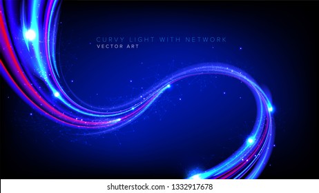 Illustration of light speed effect in vector. It is suitable for being used as a background or template in science or technology related theme such as: plasma, light speed, warping, data transferring,