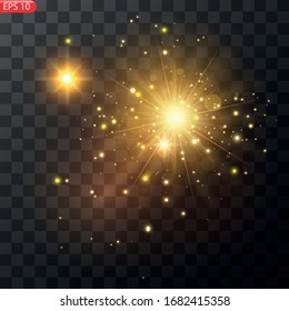 Ilustración de la luz de una estrella vectorial para una bella imagen sobre un fondo transparente, con brillo y bello brillo