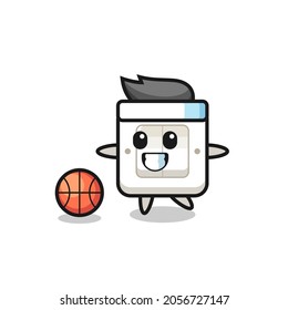 Illustration of light switch cartoon is playing basketball , cute style design for t shirt, sticker, logo element