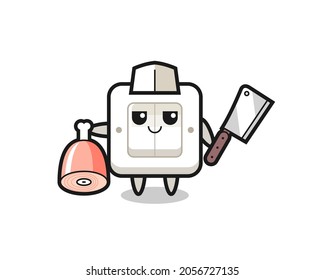 Illustration of light switch character as a butcher , cute style design for t shirt, sticker, logo element