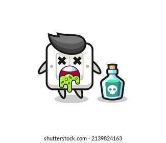 ilustración de un personaje de interruptor de luz vómitos por envenenamiento, diseño de estilo lindo para camiseta, pegatina, elemento logotipo