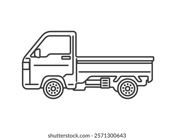 Illustration of a light truck (line drawing) seen from the side.