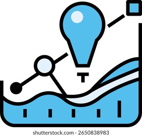 Ilustração de uma lâmpada sobre um copo com líquido, conectada por linhas e círculos, sugerindo pesquisa científica.