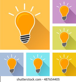 Illustration of lightbulb colorful icons with shadow