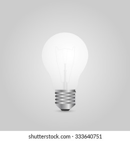 Illustration of a lightbulb isolated on a gray background.