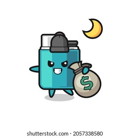 Illustration of lighter cartoon is stolen the money , cute design