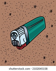 An illustration of a lighter inspired by vintage tattoo art. 