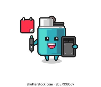 Illustration of lighter mascot as a graphic designer , cute design