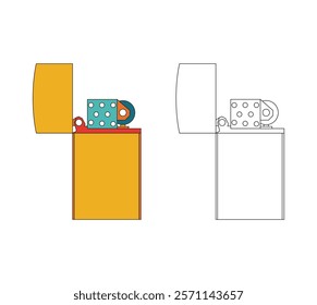 Illustration lighter open unique design with retro style and blank background