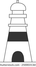 Una ilustración de un faro con líneas distintivas dibujadas a mano