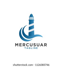 Illustration of lighthouse logo design template vector