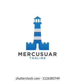 Illustration of lighthouse logo design template vector