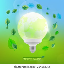 The illustration of lighting bulb. Energy saving concept. Vector image.
