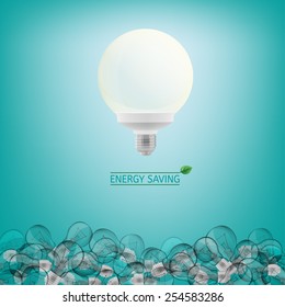 The illustration of lighting bulbs. Energy saving concept. Vector image.