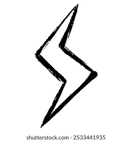 Illustration of lightning bolt line drawing with brush touch