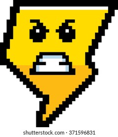 An illustration of a lightning bolt looking angry in an 8-bit cartoon style.
