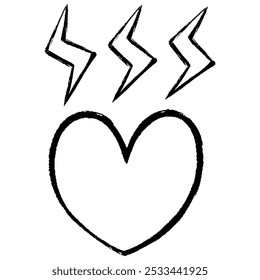 Illustration of a lightning bolt over a heart with a touch of brush