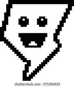An illustration of a lightning bolt smiling in an 8-bit cartoon style.