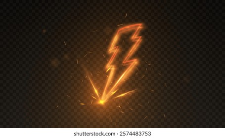 Illustration of lightning strike with bright sparks and explosion effect.