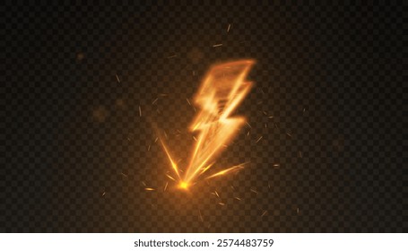 Illustration of lightning strike with bright sparks and explosion effect.