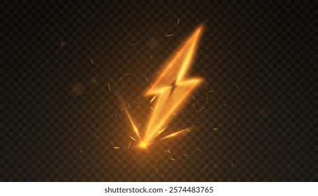 Illustration of lightning strike with bright sparks and explosion effect.