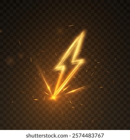 Illustration of lightning strike with bright sparks and explosion effect.