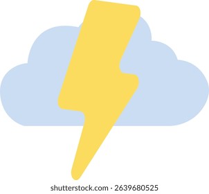 Illustration of lightning striking a cloud, ideal for stormy weather themes or dramatic energy-themed graphics for weather-related content.

