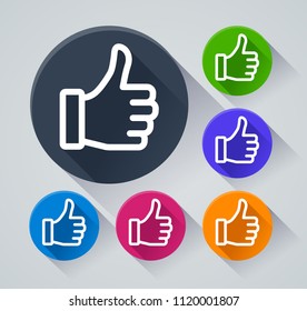 Illustration of like circle icons with shadow