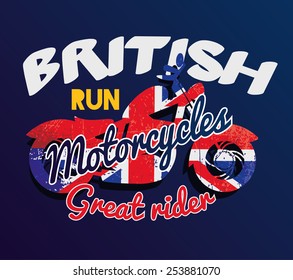 illustration I like motorcycles, vector template for design t-shirts, graphic