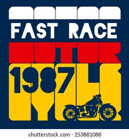 illustration I like motorcycles, vector template for design t-shirts, graphic