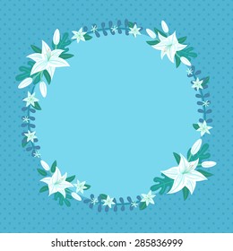 illustration of lily wreath perfect for card, postcard, invitation and more