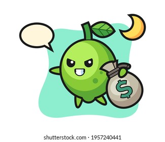 Illustration of lime cartoon is stolen the money, cute style design for t shirt, sticker, logo element