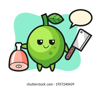 Illustration of lime character as a butcher, cute style design for t shirt, sticker, logo element