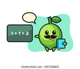 Illustration of lime character as a teacher, cute style design for t shirt, sticker, logo element