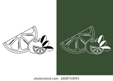 Illustration of lime fruit graphic icon and lime slice