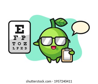 Illustration of lime mascot as a ophthalmology, cute style design for t shirt, sticker, logo element