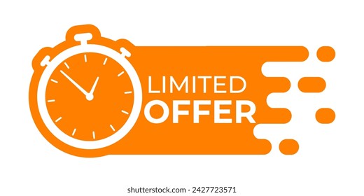 Illustration of a limited time offer with a stopwatch. Limited offer icon for banner, poster.