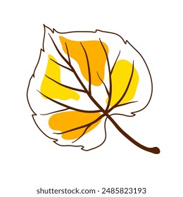 Illustration of linden leaf. Decorative autumn foliage.