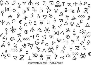 illustration line of the alchemy symbol pattern background.