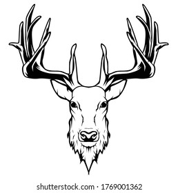 illustration of line art with animal themes using deer head objects