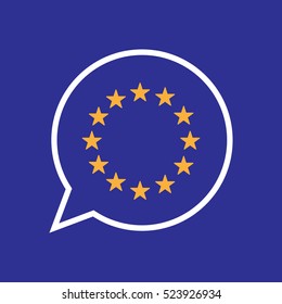 Illustration of a line art comic balloon with  the EU flag stars