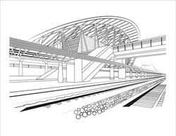 Illustration Line Art Of Cox's Bazar Railway Station