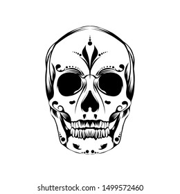 Illustration line art dark skull