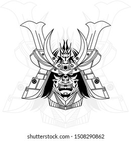 Illustration line art of the devil samurai vector
