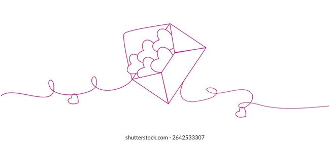 illustration of line art envelope with a heart concept
