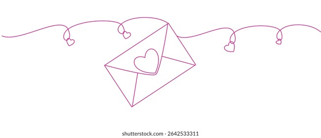 illustration of line art envelope with a heart concept