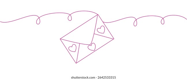 illustration of line art envelope with a heart concept