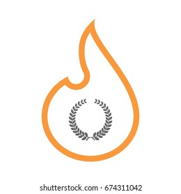 Illustration Of A Line Art Flame With  A Laurel Crown Sign