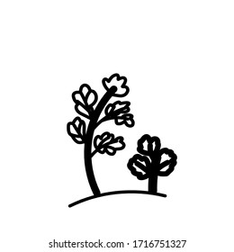 illustration of line art flower shape  black color. Isolated white background